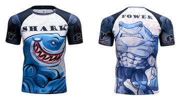 Come At Me Great White Shark Compression Elite Short Sleeve Rashguard Great White Shark