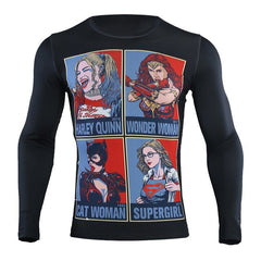 Wonder Woman Compression 'Catwoman | Supergirl | Harley Quinn' Long Sleeve Rashguard