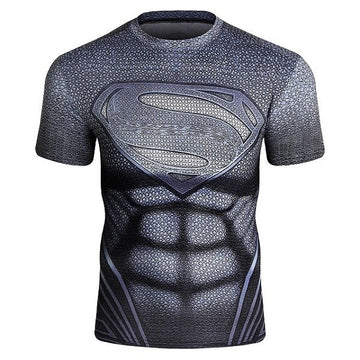 Silver Superman Elite Compression Short Sleeve Rashguard