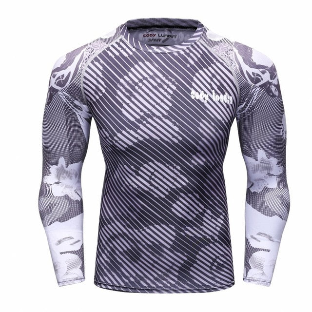 Camouflage Compression 'Greyscale' Elite Long Sleeve Rashguard
