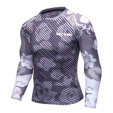 Greyscale Camouflage Elite Compression Long Sleeve Rashguard