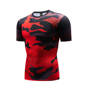 Camouflage Compression Liquid Red Short Sleeve Rashguard Camouflage Compression Liquid Red Short Sleeve Rashguard
