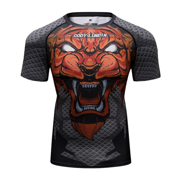 Tiger Compression 'My Jungle' Elite Short Sleeve Rashguard