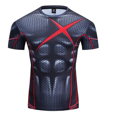 Robin Compression Rashguard Premium Short Sleeve Teen Titans Red X