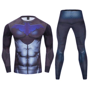 Nightwing Compression Premium Long Sleeve Rashguard Set Young Justice 2.0