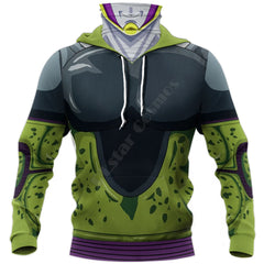 BJJ Rash Guard Dragon Ball Z 'Perfect Cell' Pullover Hoodie with Pull-Up Neck