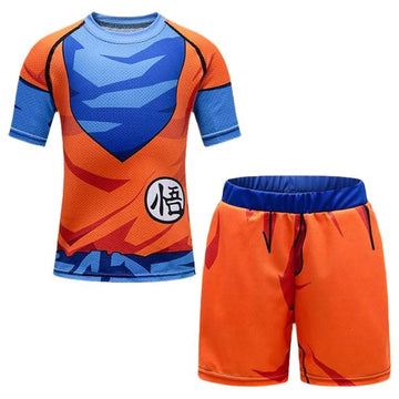 Dragon Ball Z 'Goku' BJJ Rash Guard Kids Short Sleeve Compression Short Set