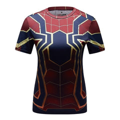 Women's Spider Man Compression 'Iron Spider Man' Short Sleeve Rashguard