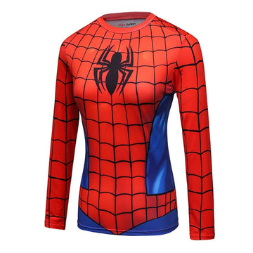 Animated Women's Spider Man Compression Long Sleeve Rashguard