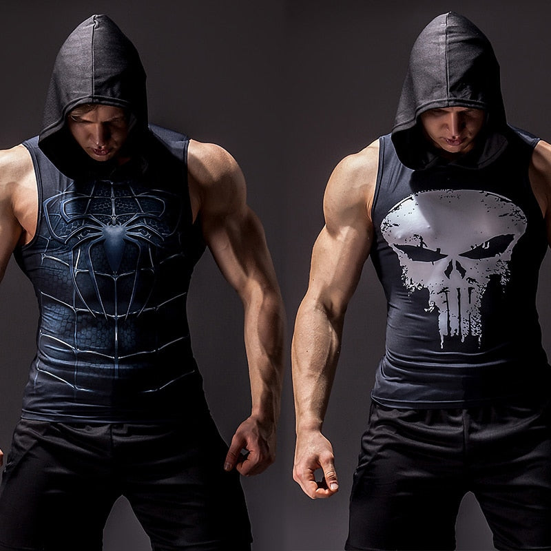 Captain America Steve Rogers 'End Game' Hooded Tank Top Compression Rash Guard