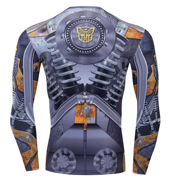 BJJ Rash Guard Transformers 'BumbleBee' Compression Long Sleeve Rashguard
