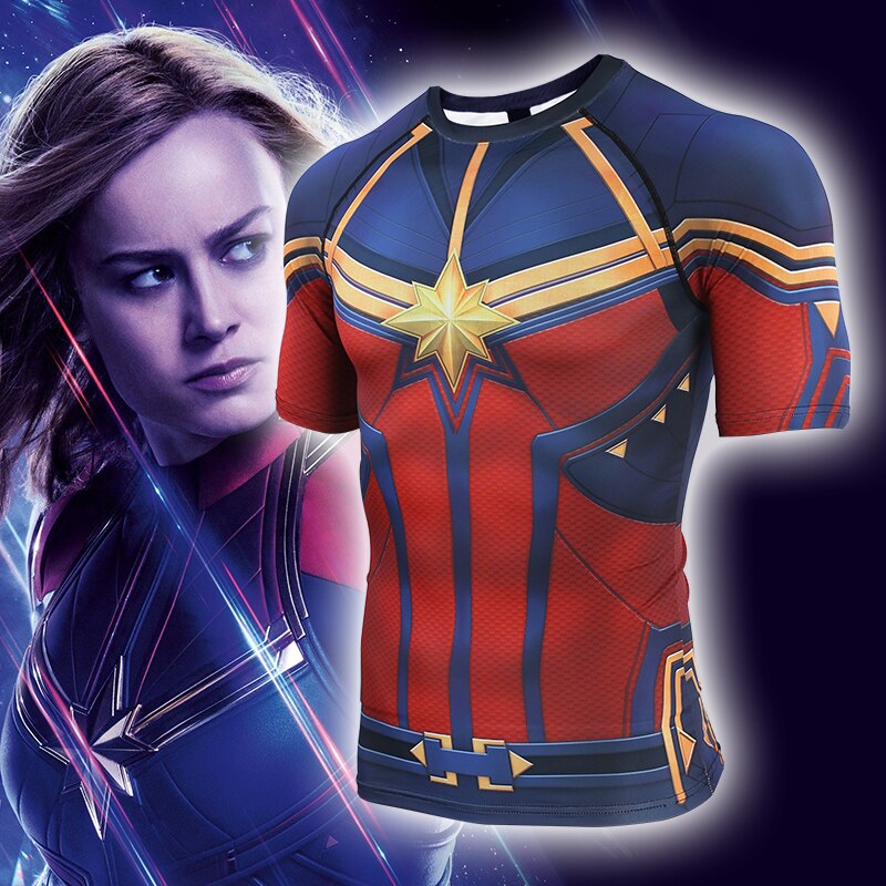 Women's Captain Marvel Compression 'End Game' Short Sleeve Rashguard
