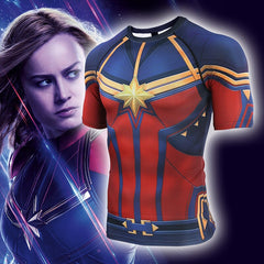 Women's Captain Marvel Compression 'End Game' Short Sleeve Rashguard