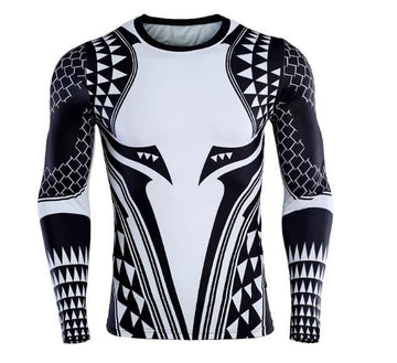 Dark Tattoo Aquaman Long Sleeve Compression Rash Guard