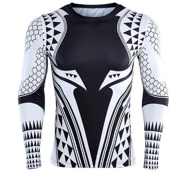 Long Sleeve Aquaman Light Tattoo Compression Rash Guard