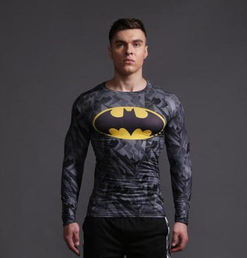 Camouflage Batman Returns Compression Long Sleeve Rash Guard