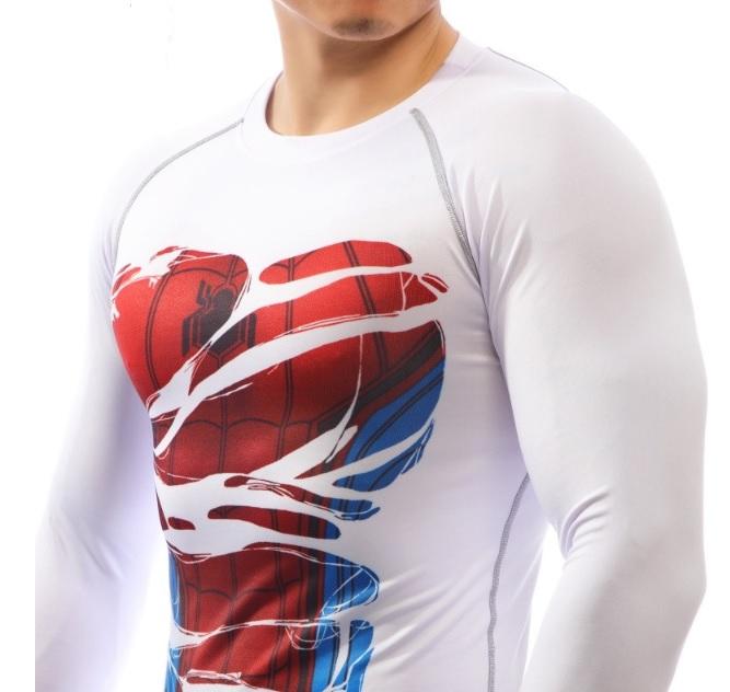 Spiderman Classic White 'Hero Revealed' Compression Long Sleeve Rashguard-RashGuardStore