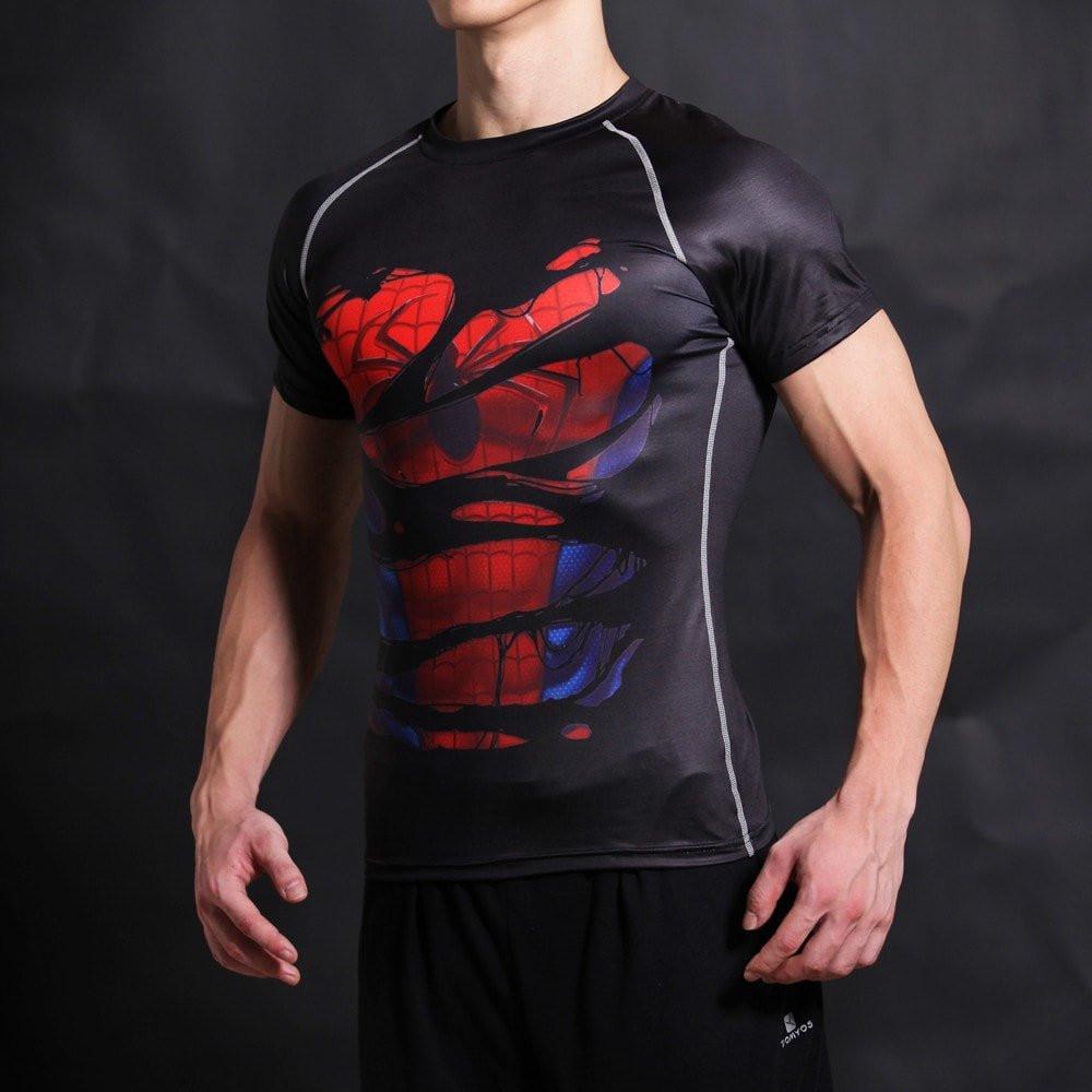 Spiderman "Hero Revealed" Black Compression Rash Guard-RashGuardStore