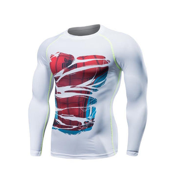 Spiderman "Hero Revealed" White Long Sleeve Compression Rash Guard-RashGuardStore