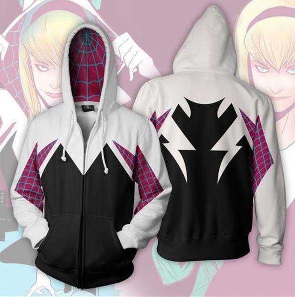 Spiderman 'Into The Spiderverse Gwen Stacy' Zip Up Hoodie-RashGuardStore