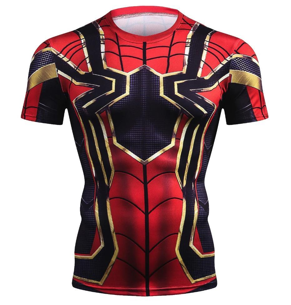 Spiderman "Iron Spider" Compression Short Sleeve Rashguard-RashGuardStore