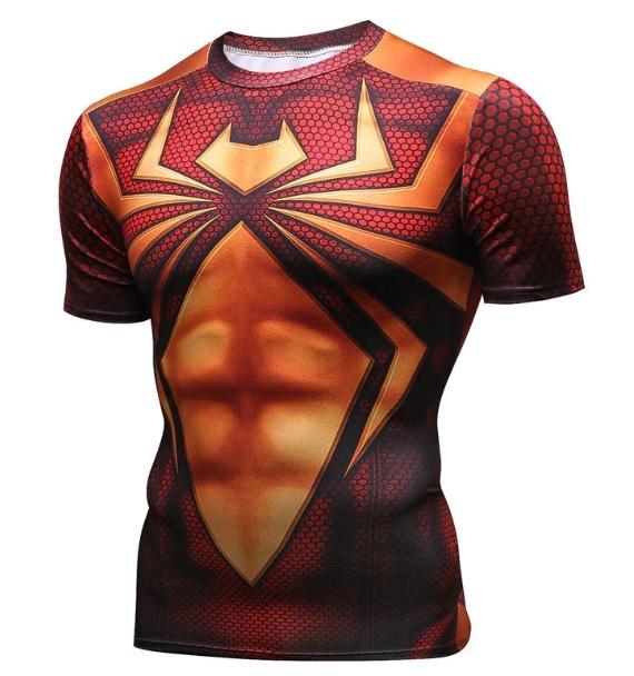 Spiderman 'Iron Spider Earth-616' Compression Short Sleeve Rashguard-RashGuardStore