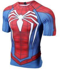 Spiderman "PS4 Advanced Suit" Compression Short Sleeve Rashguard-RashGuardStore
