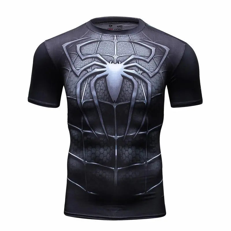 Spiderman "Venom" Short Sleeve Compression Rash Guard-RashGuardStore