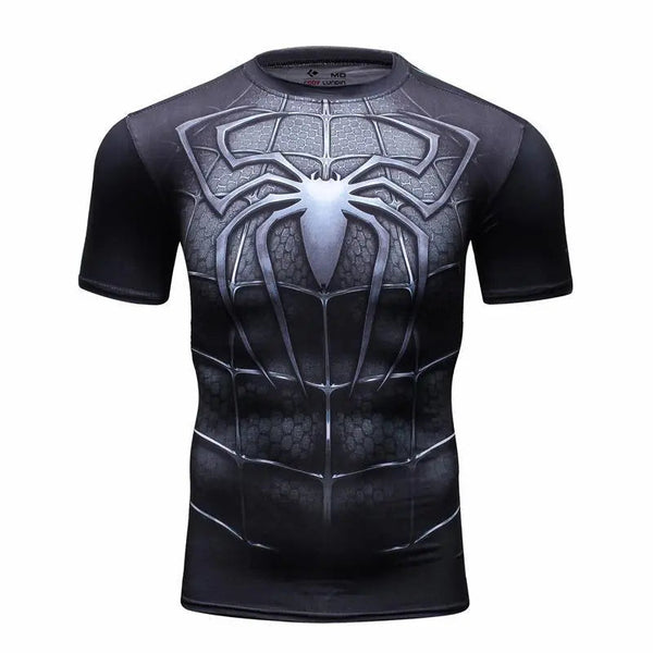 Spiderman "Venom" Short Sleeve Compression Rash Guard-RashGuardStore