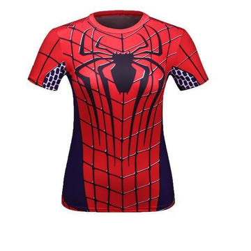Spiderman Women's Compression Short Sleeve Rash Guard-RashGuardStore