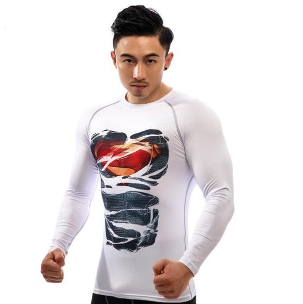 Superman "Dark Hero Revealed" Compression Long Sleeve Rashguard-RashGuardStore