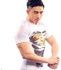 Superman "Gold S Hero Revealed" Compression Short Sleeve Rashguard-RashGuardStore
