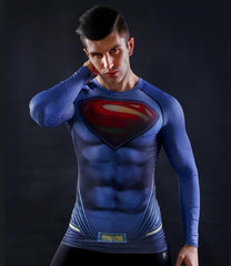 Superman "Man Of Steel" Compression Long Sleeve Rashguard-RashGuardStore