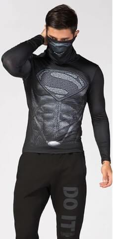 Superman "Son Of Superman" Long Sleeve Compression High Collar Rashguard-RashGuardStore