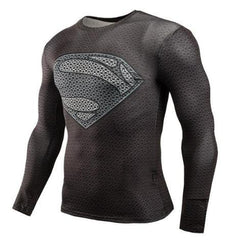 Superman "World Of New Superman" Long Sleeve Compression Rashguard-RashGuardStore