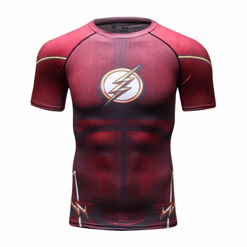 The Flash Compression Rashguard Short Sleeve Reverse/Dark/Red-RashGuardStore
