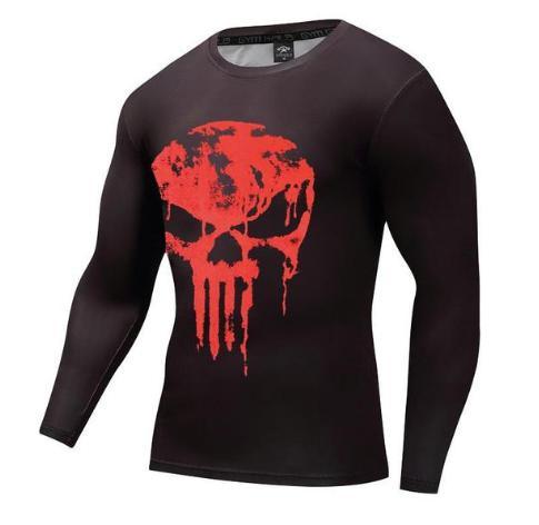 The Punisher 'Blood Melting Skull' Long Sleeve Compression Rashguard-RashGuardStore