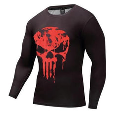 The Punisher 'Blood Melting Skull' Long Sleeve Compression Rashguard-RashGuardStore