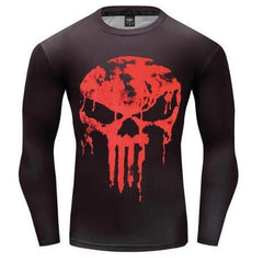 The Punisher 'Blood Melting Skull' Long Sleeve Compression Rashguard-RashGuardStore