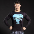 The Punisher 'Blue Skull' Long Sleeve Compression Rashguard-RashGuardStore
