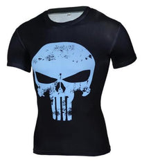 The Punisher 'Blue Skull' Short Sleeve Compression Rashguard-RashGuardStore