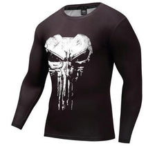 The Punisher 'Cracked Skull' Long Sleeve Compression Rashguard-RashGuardStore