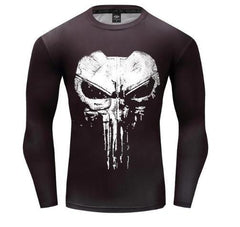 The Punisher 'Cracked Skull' Long Sleeve Compression Rashguard-RashGuardStore