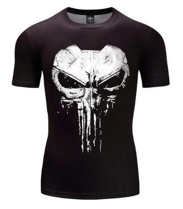 The Punisher 'Cracked Skull' Short Sleeve Compression Rashguard-RashGuardStore