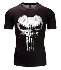 The Punisher 'Cracked Skull' Short Sleeve Compression Rashguard-RashGuardStore