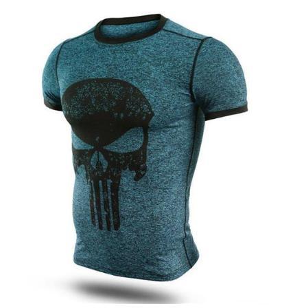 The Punisher 'Heathered' Dark Green Short Sleeve Compression Rashguard-RashGuardStore