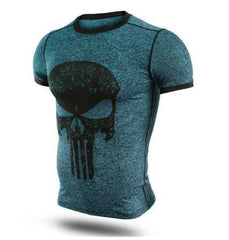 The Punisher 'Heathered' Dark Green Short Sleeve Compression Rashguard-RashGuardStore