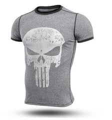 The Punisher 'Heathered' Grey Short Sleeve Compression Rashguard-RashGuardStore