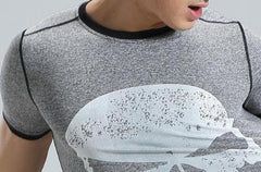 The Punisher 'Heathered' Grey Short Sleeve Compression Rashguard-RashGuardStore