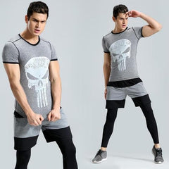The Punisher 'Heathered' Grey Short Sleeve Compression Rashguard-RashGuardStore